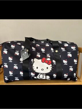 Hello Kitty Black Duffel Bag with Red Accent Bow